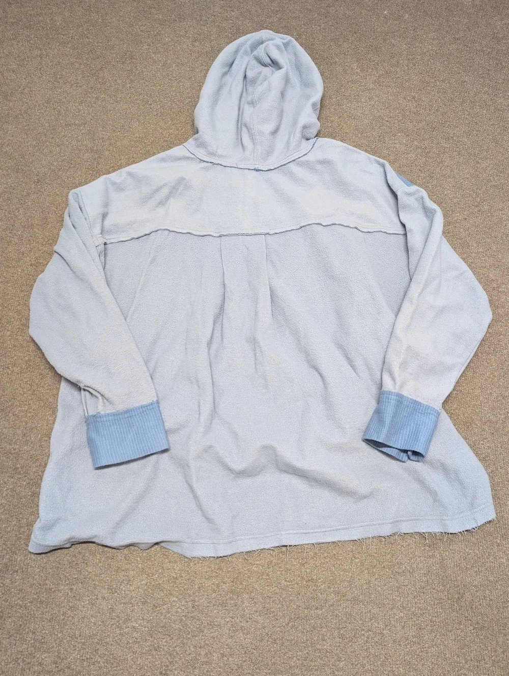 FREE PEOPLE Corrie Sweatshirt Blue Patchwork Oversize Hoodie (Women's Medium)